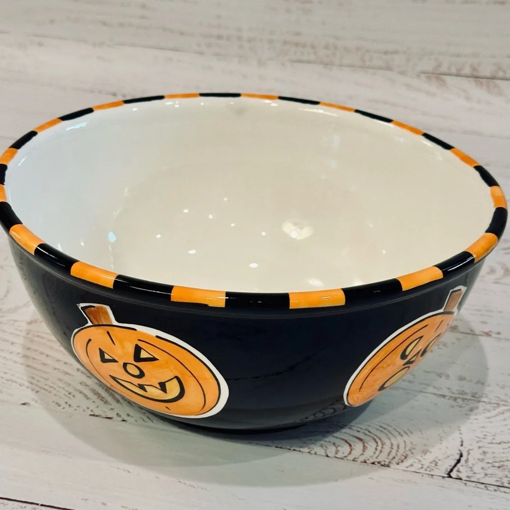 Mary Engelbreit Vintage 10” Jack O’ Lantern Ceramic Halloween Candy Bowl